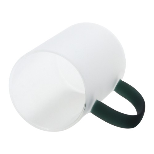 Tazón Vidrio Empavonado 330cc Sublimación, asa color.