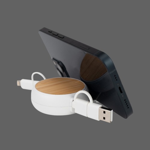 Connect Multicargador Retráctil 4 en 1 de ABS/Bamboo