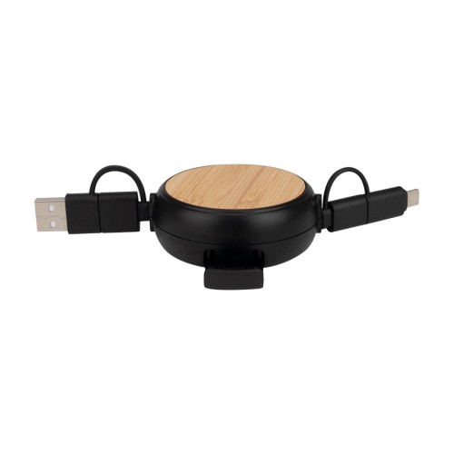 Connect Multicargador Retráctil 4 en 1 de ABS/Bamboo