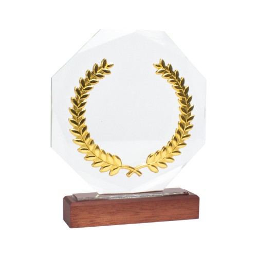 Trofeo Galvano de Madera, Cristal y Acero 